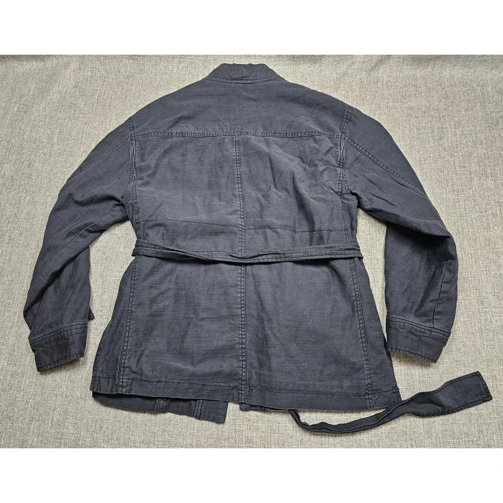 Free People Jacket Womens Small Black Belted Utility Safari Pockets Open Front